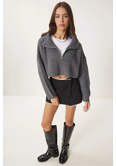 Cloudy Kids Kadın Oversize Fermuarlı Crop Triko Kazak Günlük Kullanım Mevsimlik Antrasit - 607293446 Antrasit Cloudy Kids Kadın Oversize Fermuarlı Crop Triko Kazak Günlük Kullanım Mevsimlik Antrasit - 607293446 Antrasit