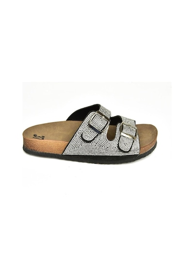 Fox Shoess777527502 Siyah Süet Taşlı Kadın Terlik Siyah