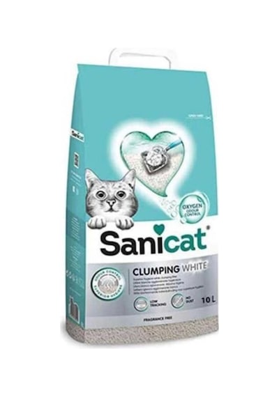 Sanicat Clumping White Cotton Fresh Oksijen Kontrol Süper Topaklanan Kedi Kumu 10 Lt