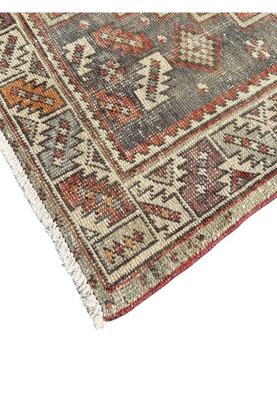 El Dokuma Eskitme Ortaköy Halısı 112x230 Vintage Yolluk Halı Kiremit