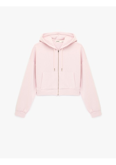 Koton Modal Kumaş Uzun Kollu Cepli Kapüşonlu Sweatshirt Pembe 6sak10296ek Gülkurusu