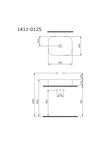 Bocchi New Age Tezgah Üstü Lavabo Mat Siyah 55 CM 1411-004-0125