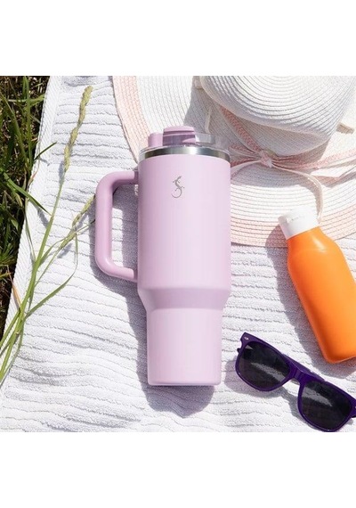 Lurch - Big Cup 1.2 L Lila, Paslanmaz Çelik Termos - Uzatılabilir Pipetli, Çift Cidarlı, Sızdırmaz - 270973 Beyaz