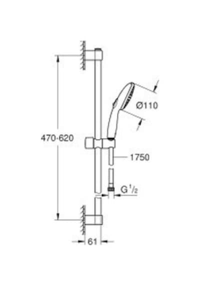 Grohe Tempesta 110 Duş Seti 2 Fonksiyonlu Rain, Jet - 26162003 Krom