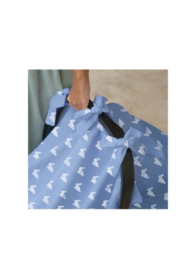 %100 Pamuk Müslin Puset Örtüsü - Mono Lapin Royal Blue Pstort-ryb-000std