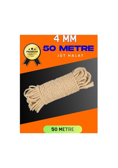 4 Mm 50 Metre Jüt Halat Dekoratif Hasır İp Urgan Süs Evimdeyokyok