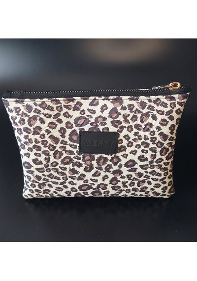 Meryy Collection Clutch Çanta Suni Deri Leopar