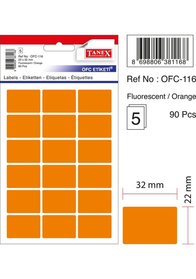 Tanex Ofc-116 Flo Turuncu Ofis Etiketi