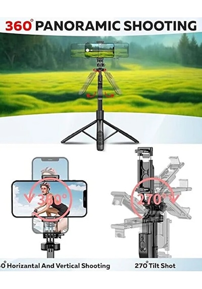 Bluetooth Kumandalı 153cm Tripod Selfie Çubuğu / Go Pro Uyumlu /