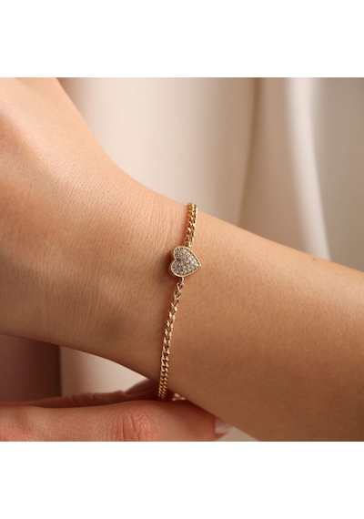 Sembol Gold 14 Ayar Altın Kalp Bileklik Gurmet Zincir 1.0 CM Sarı Altın