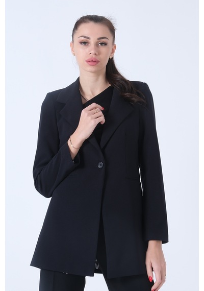 Feminist Lacivert Zebra Astar Detaylı Krep Blazer Ceket 01051201.02 Lacivert