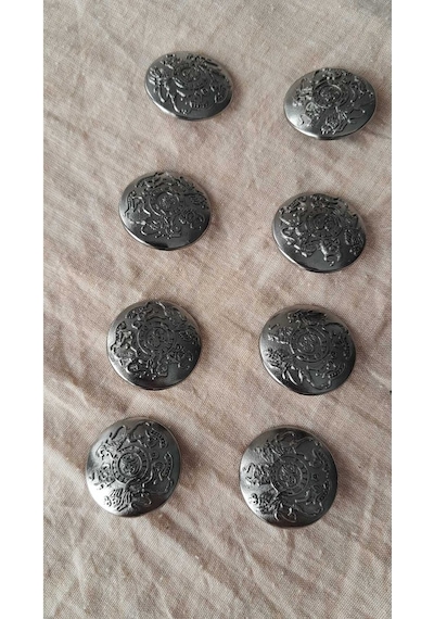Sıyah Nıkel Metal Düğme 22 Mm 8 Adet