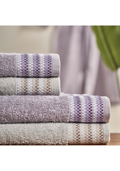Taç Pure Cotton Alba Lavanta Gri Aile Seti Bornoz Takımı Çok Renkli