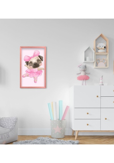 Bk Home Tatlı Köpek Tasarımlı Dekoratif Pembe Ahşap Çerçeveli Çoc (495493926)
