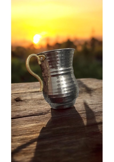 6 Lı Krom Ayran Bardağı, Büyük Boy, Bakır Görünümlü Bardak, Krom