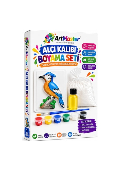 Alçı Kalıbı Boyama Seti K11 1 Paket Alçı Tozu Yağ 6 Renk Boya Fırça İş Eğitimi Seramik Okul Sınıf Resim