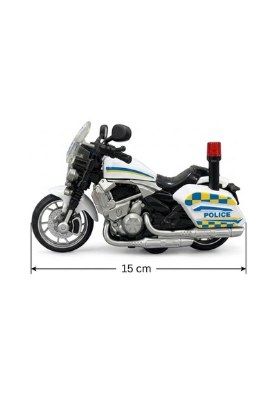 Çek Bırak 1:12 Ölçekli Sesli Ve Işıklı Polis Motosikleti - 15 Cm Oyuncak Motor Beyaz Beyaz