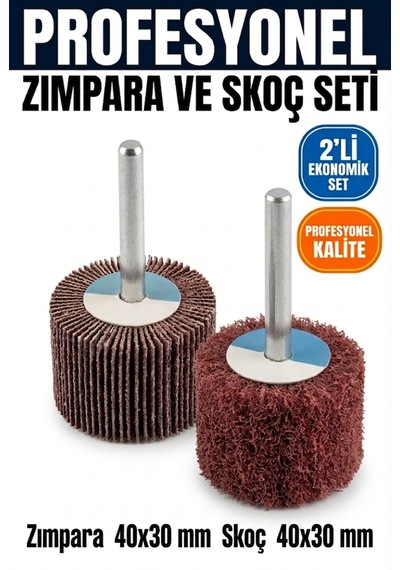 40x30 Zımpara + 40x30 Mm Skoç Seti 2 Adet Matkap Ucu Temizleme Ve Parlatma Mopu