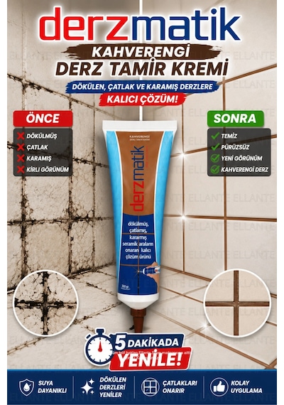 Kahverengi Derz Tamir Kremi 360 Gr Fayans Ve Seramik Derz Yenileyici Çatlak, Dökülen Ve Kararmış