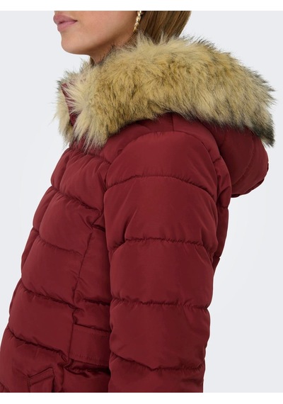 Only Kapüşonlu Bordo Kadın Kaban 15304765 001