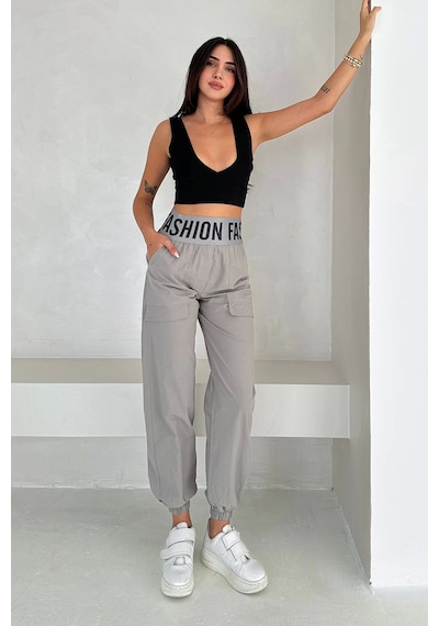 Asprin Fashion Beli Lastikli Fashion Pantolon Gri Gri