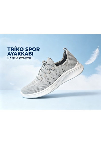 Leu Unısex Triko Spor Ayakkabı Desenli Gri
