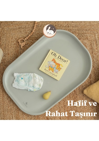 Lunalica Nora Bebek Alt Değiştirme Matı - 50x70cm, Açık Gri, Kolay Silinir, Yenidoğan Şifonyer Üstü Alt Açma Pedi Minderi