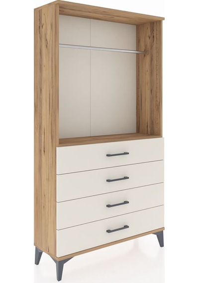 Arges Dolap Tek Raflı 4 Çekmeceli Tek Askılı 88x30x163 Çam-aytaşı Atlas Çam