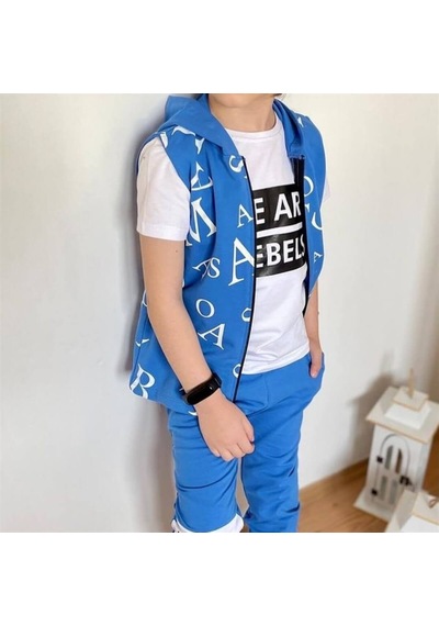 Erkek Çocuk Harfler Baskılı Yelekli Takım (492383961)