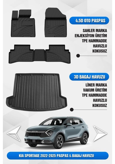Kia Sportage 2022-2026 Uyumlu Sahler 4.5d Premium Paspas Ve Liner 3d Bagaj Havuzu Cool-elegance-liv