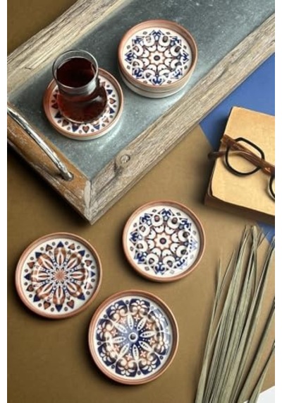 Tabakevi Tabak Evi Stoneware Mozaik Red Sefa 6 Lı Çay Tabağı 10cm Çok Renkli