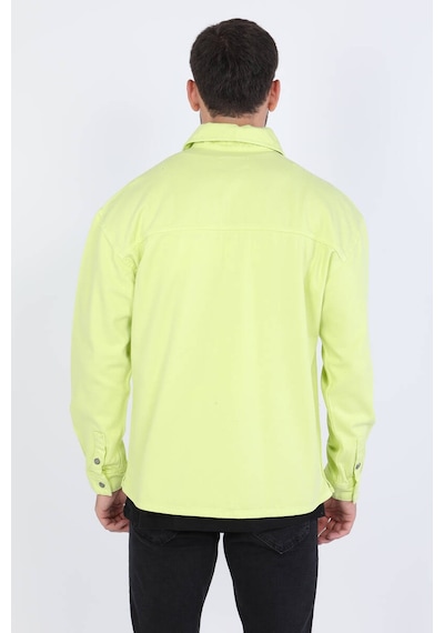 Erkek Oversize Jean Gömlek Neon Yeşil 001