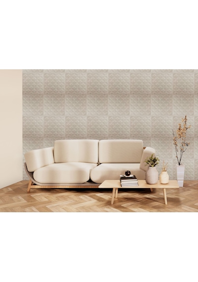 3 Boyutlu Duvar Paneli Kabartmalı Retro Desen Pvc 41x41 Cm/ 6 Adet /1 M² Beyaz Huş