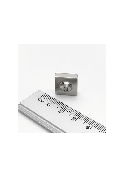 Dünya Magnet 5 Adet, Havşa Delikli, Neodyum Mıknatıs, 15x15x5 Mm, D:8/4 Mm, Köşeli, Güçlü Magnet, N35 Kalite