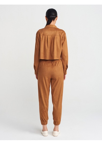 Dilvin 71594 Manşetli Jogger Süet Pantolon Taba