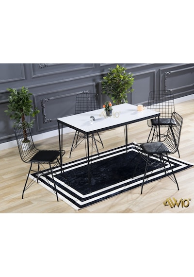 Avvio 80x120 Mera 4 Kişilik Yemek Masası Takımı-mutfak Masası Takımı-beyaz Oval Kenar Siyah Avvio 80x120 Mera 4 Kişilik Yemek Masası Takımı-mutfak Masası Takımı-beyaz Oval Kenar Siyah
