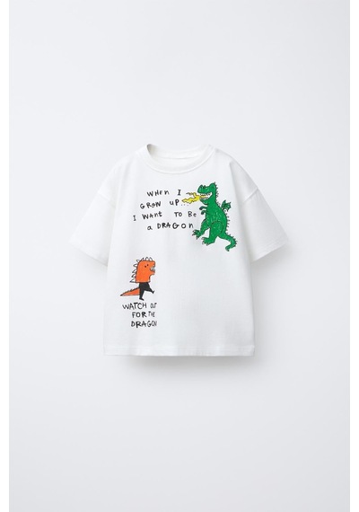 Magu Erkek Çocuk Pamuklu Ejderha Baskılı T-shirt Şort Takım Çok Renkli