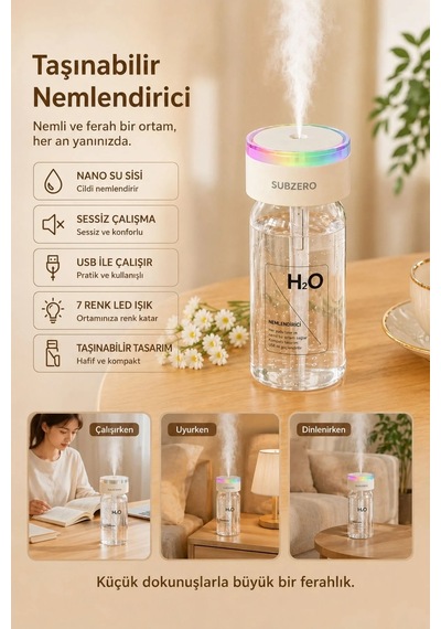 Exenar - Beyaz - Şarjlı Hava Nemlendirici Araç İçi Ambiyanslı H2o Mini Buhar Makinesi Led Işıklı Humidifier Nem Cihazı Standart Exenar - Beyaz - Şarjlı Hava Nemlendirici Araç İçi Ambiyanslı H2o Mini Buhar Makinesi Led Işıklı Humidifier Nem Cihazı Standart