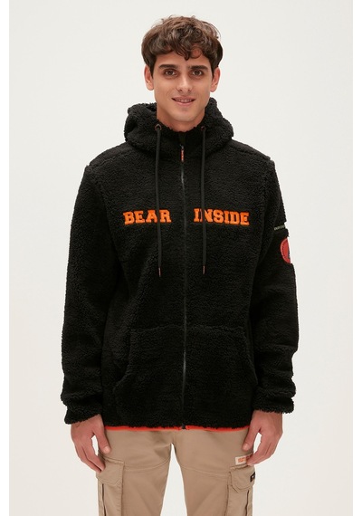 Bad Bear Shaggy Plush Full-zip Siyah Peluş Erkek Kapüşonlu Sweatshirt-siyah Siyah