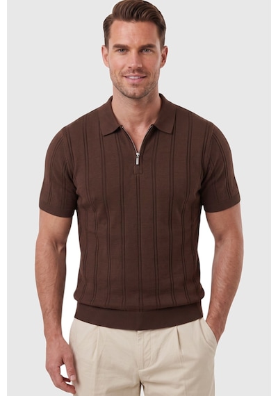 Deepsea Erkek Fermuarlı Polo Yaka Çizgi Dokulu Kahve Triko Tişört Regular Fit Yumuşak Dokulu 2608007 Kahverengi Deepsea Erkek Fermuarlı Polo Yaka Çizgi Dokulu Kahve Triko Tişört Regular Fit Yumuşak Dokulu 2608007 Kahverengi