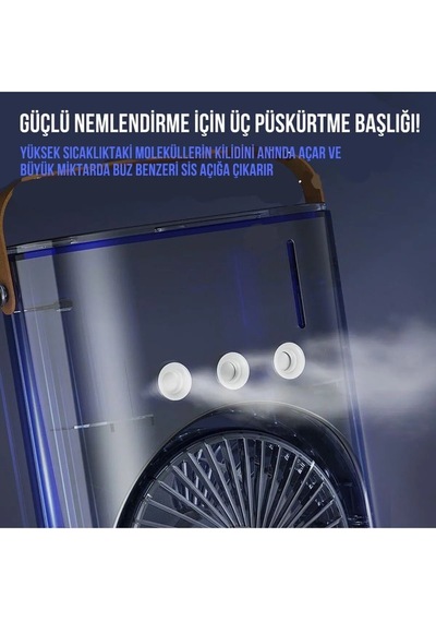 Portatif Hava Nemlendirici Işıklı Kumandalı Aroma Terapi Fan Masaüstü 3 Spray Oda Nemlendiricisi