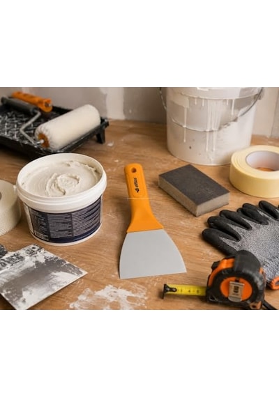 Saptak Spatula, Çelik Uçlu Spatula, Ergonomik Plastik Saplı, Dayanıklı Güçlü Yapı, Alçı, Boya, Macun Uygulama Malası, İnşaat, Hırdavat, Profesyonel El Aleti 80 Mm 41705774