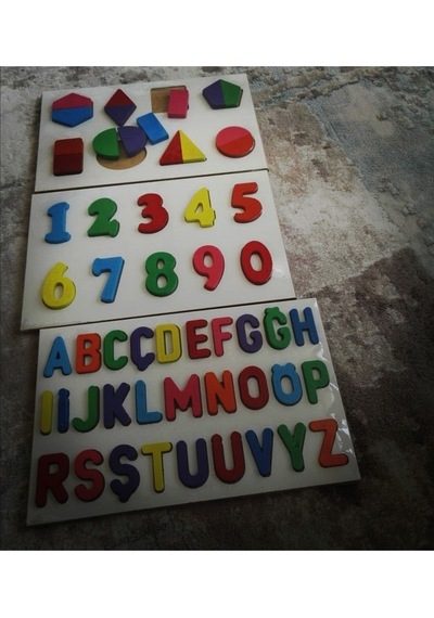 Ahşap Alfabe & Rakamlar & Geometri 3'ü 1 Arada Bultak Eğitici Oyuncak