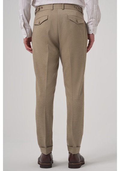Morven Erkek Bej Poliviskon Trend Desenli Slim Fit Çift Pile Pantolon 26ms003010653 Bej