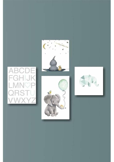 4 Parça Dekoratif Mdf Tablo Seti Çerçeve Görünümlü Dekolıadko100