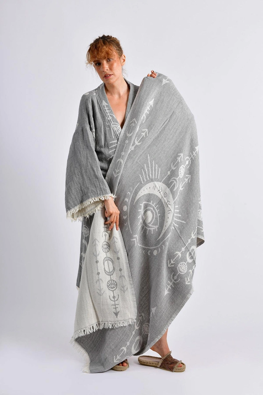 Brandsmithshop Gri Crescent Eye Kimono& Peştamal Set Çok Renkli