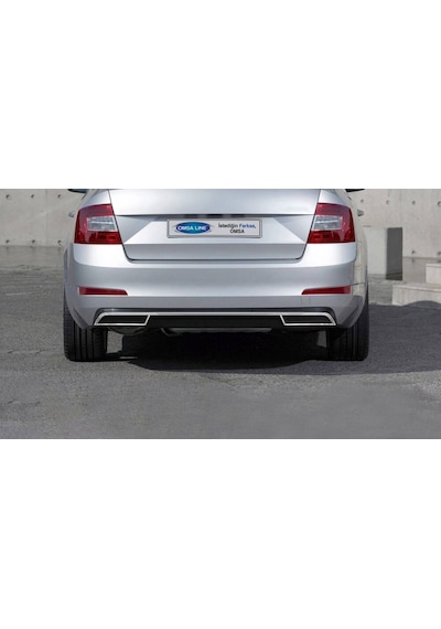 Skoda Octavia A7 Krom Egzoz Ucu Arka Difüzör 3 Parça 2013 ve Sonr