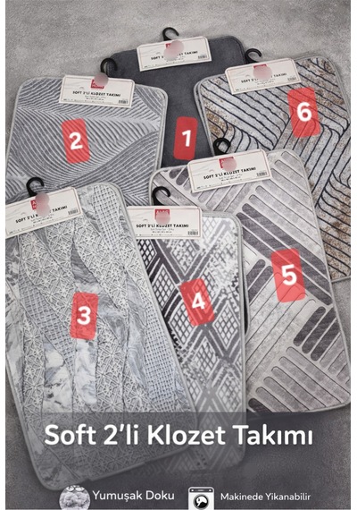 2'li Banyo/klozet Paspas Takımı Gri
