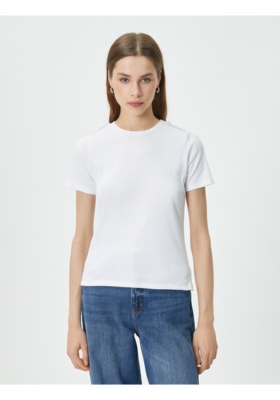 Koton Fitilli Tişört Slim Fit Bisiklet Yaka Apolet Detaylı Beyaz 4sak50009ek 4SAK50009EK000 Beyaz Koton Fitilli Tişört Slim Fit Bisiklet Yaka Apolet Detaylı Beyaz 4sak50009ek 4SAK50009EK000 Beyaz