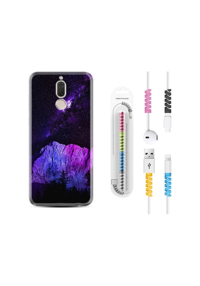 Huawei Mate 10 Lite Kılıf Kablo Koruyuculu Purple Mountain 1640
